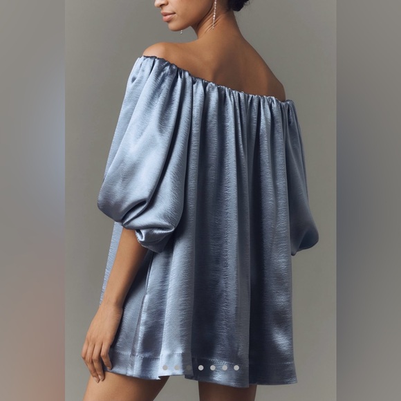 Mare mare off the shoulder puff sleeve shine mini dress - Picture 4 of 10
